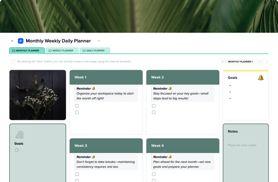 Monthly Weekly Daily Planner template preview