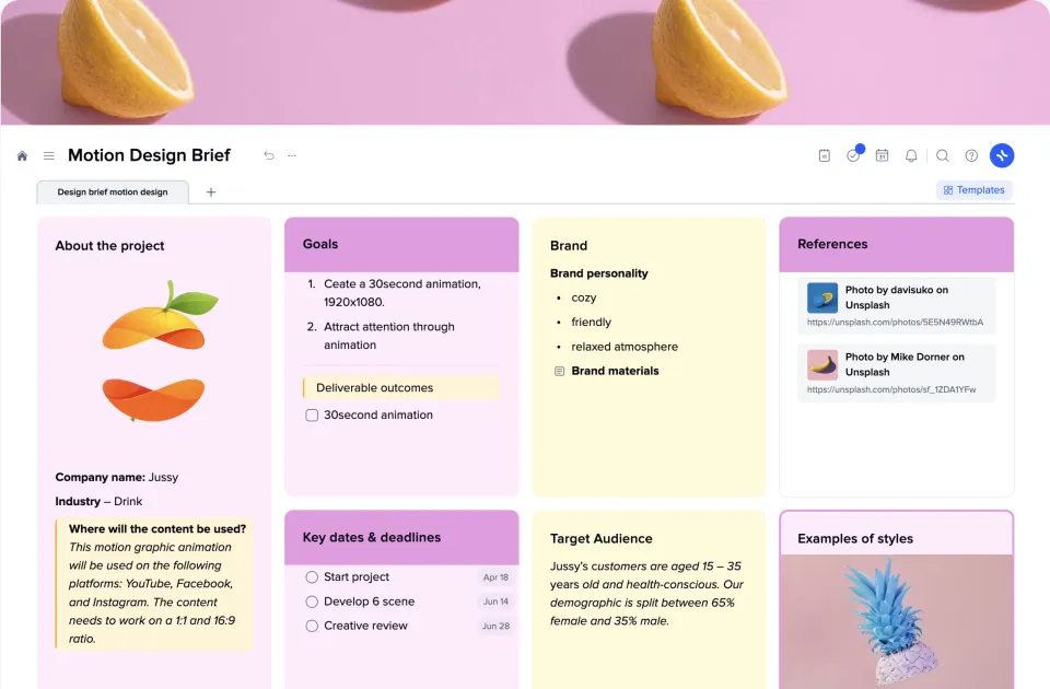 Brief Motion Design template preview