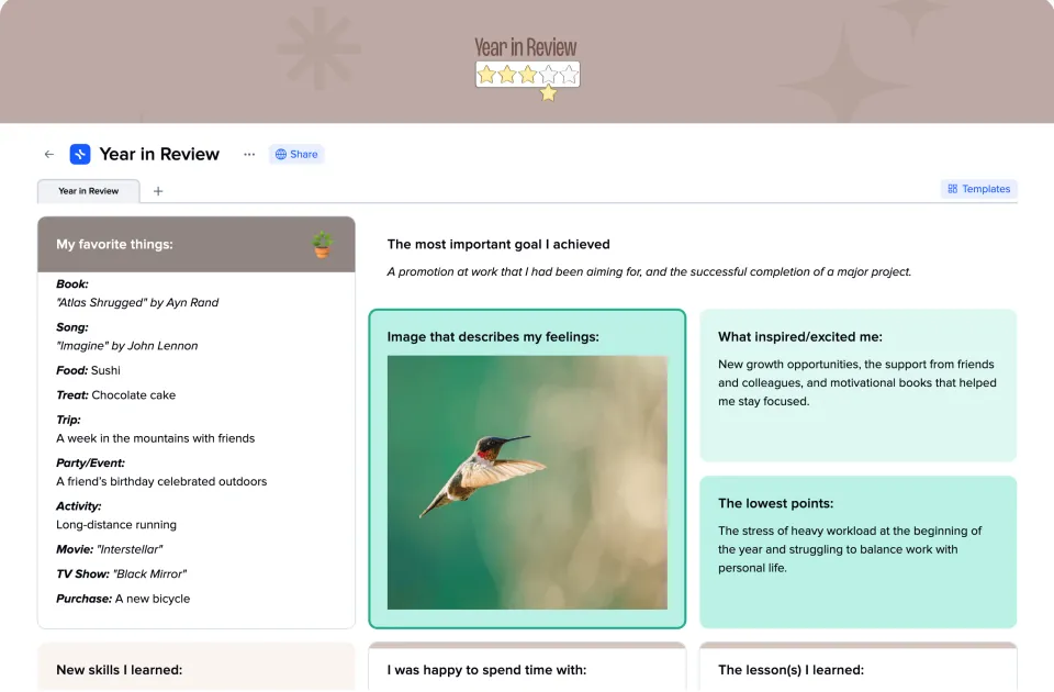 Year in Review template preview