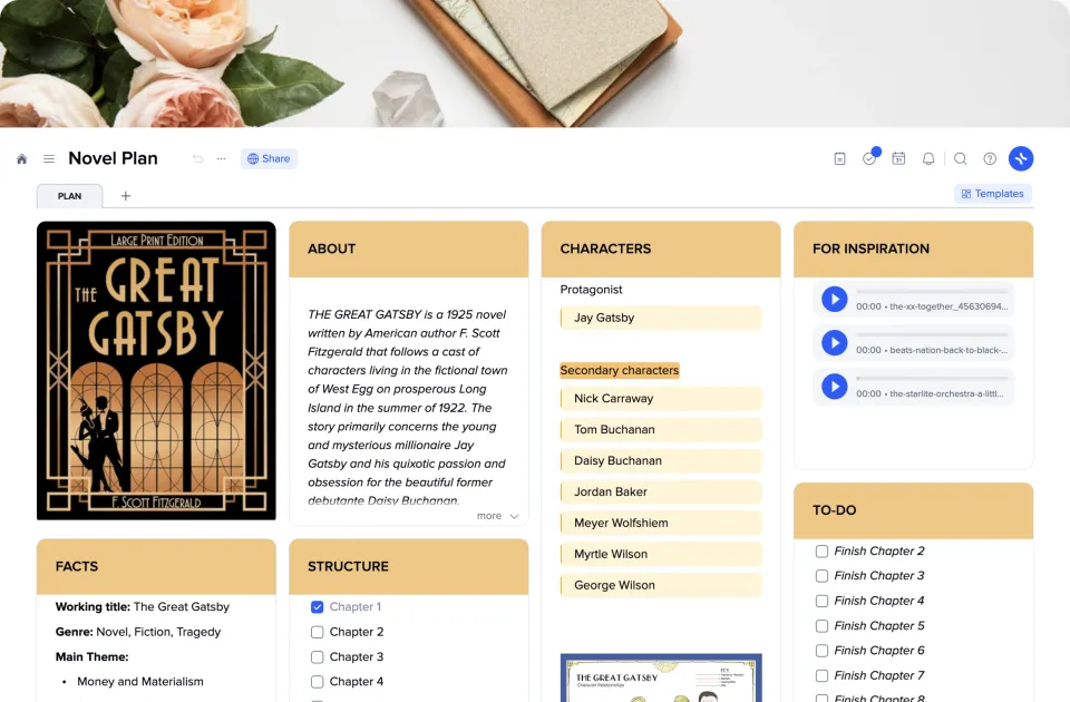 Novel Plan template preview